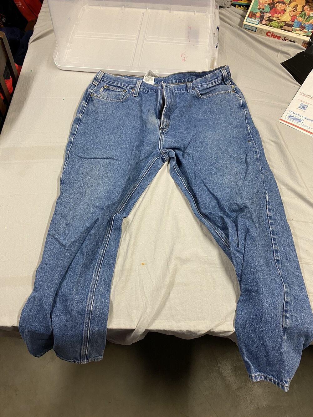 Carhartt 42 x 32 Relaxed Fit Wash Denim Five Pocket Blue Jeans